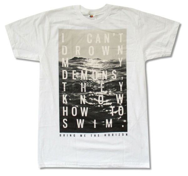 bring me the horizon cant drown demons white t-shirt new bmth(1