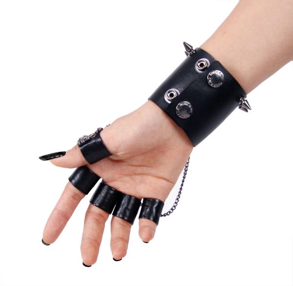 five fingers gloves punk rave women' five-finger ring spiked nail chain personality women accessories, Blue;gray
five fingers gloves punk rave women' five-finger ring spiked nail chain personality women accessories, Blue;gray