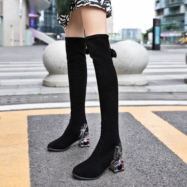 высокие каблуки над коленом boots женщины rhinestone толстые пятки женщина осень зима flock zipper long boots mujer 2020, Black
высокие каблуки над коленом boots женщины rhinestone толстые пятки женщина осень зима flock zipper long boots mujer 2020, Black