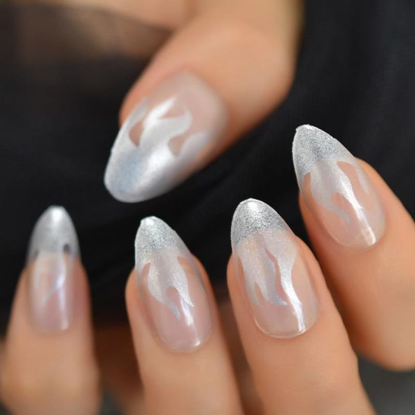 flame fake nails silver glitter shimmer fire pattern artificial designed tips clear stiletto pointed nail 24, Red;gold
flame fake nails silver glitter shimmer fire pattern artificial designed tips clear stiletto pointed nail 24, Red;gold