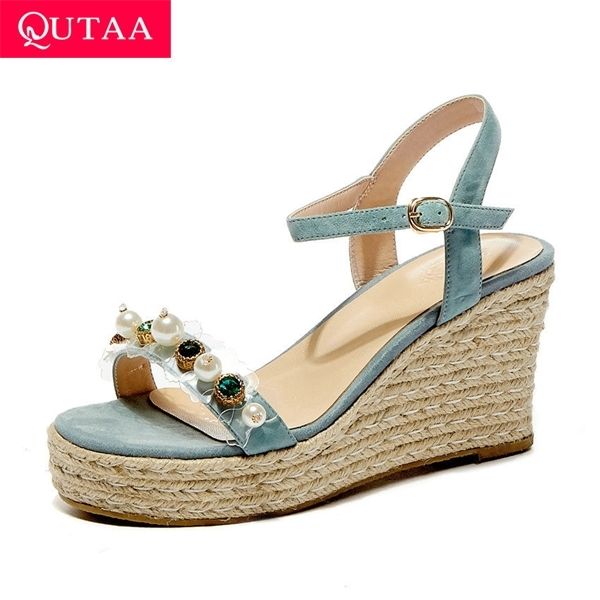 qutaa 2020 string bead buckle fashion sandals wedge heel kid suede women shoes platform hollow summer ladies pumps size 34-39 0922, Black
qutaa 2020 string bead buckle fashion sandals wedge heel kid suede women shoes platform hollow summer ladies pumps size 34-39 0922, Black