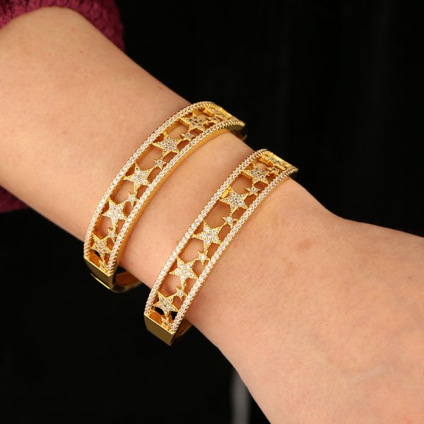 european fashion delicate hollow multi star cuff bangle bracelet for women clear cz pave gold color nice jewelry diameter 56mm, Golden;silver
european fashion delicate hollow multi star cuff bangle bracelet for women clear cz pave gold color nice jewelry diameter 56mm, Golden;silver