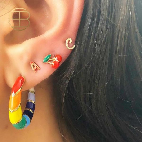 4pcs/set 2020 new bohemian rainbow colorful c loop cherry letter a c stud earring set women's colorful enamel earring for party, Golden;silver
4pcs/set 2020 new bohemian rainbow colorful c loop cherry letter a c stud earring set women's colorful enamel earring for party, Golden;silver