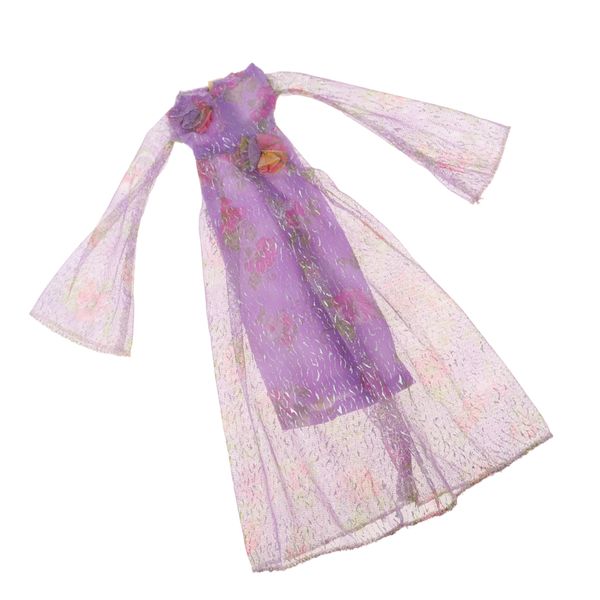 Doll Dresses Elegant Lady Long Sleeves Dancing Dress Sequined Evening Dress Clothes For For 1/6 Doll Accessories Purple