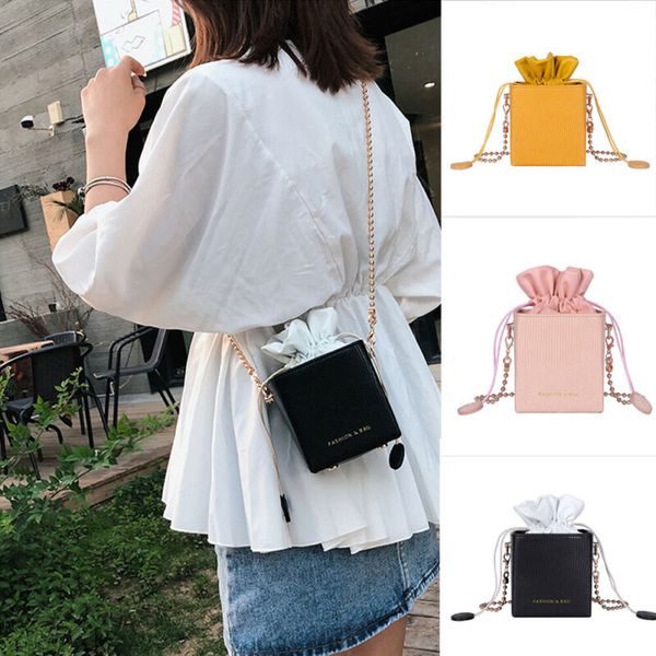 women new fashion pu leather mini shoulder bag messenger bag girls elegant chain drawstring small handbag crossbody 
women new fashion pu leather mini shoulder bag messenger bag girls elegant chain drawstring small handbag crossbody