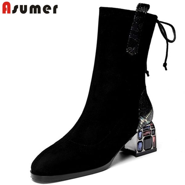 boots asumer 2021 arrival flock elastic force ankle women crystal lace up square heels casual shoes woman winter snow, Black
boots asumer 2021 arrival flock elastic force ankle women crystal lace up square heels casual shoes woman winter snow, Black