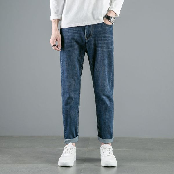 men's jeans 2021 spring and autumn youth korean version of solid color fit slim fashion casual straight-leg pants, Blue
men's jeans 2021 spring and autumn youth korean version of solid color fit slim fashion casual straight-leg pants, Blue