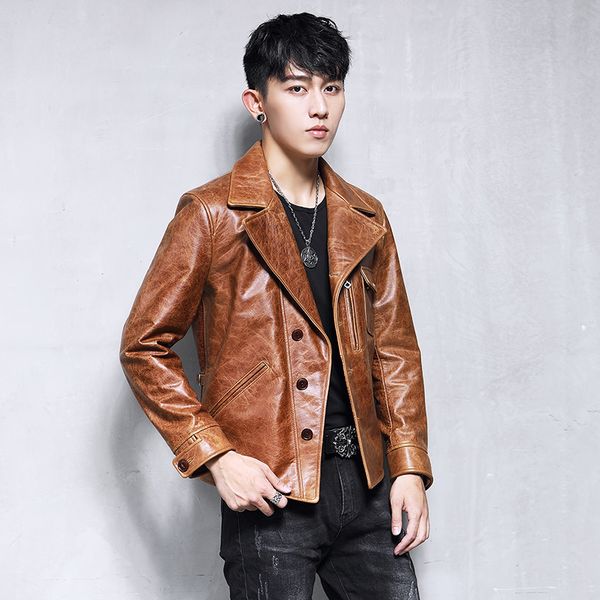 men's genuine leather jacket 100% real cow leather jacket men biker motorcycle blazers slim coat 19-07a kj3219, Black
men's genuine leather jacket 100% real cow leather jacket men biker motorcycle blazers slim coat 19-07a kj3219, Black