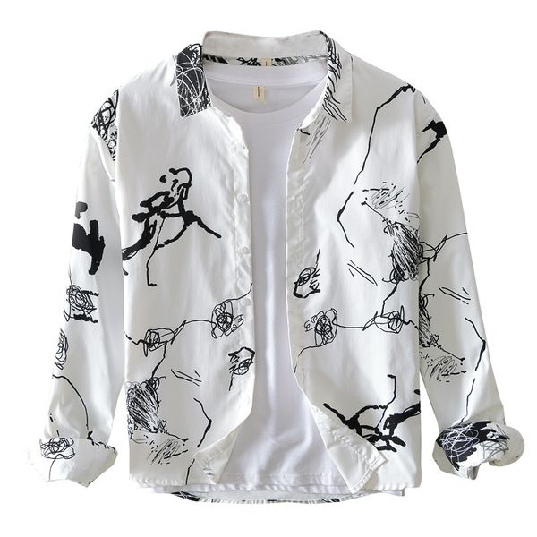 2020 autumn brand new men's casual shirt chinese printed square collar loose soft comfortable polyester long sleeve shirt, White;black
2020 autumn brand new men's casual shirt chinese printed square collar loose soft comfortable polyester long sleeve shirt, White;black