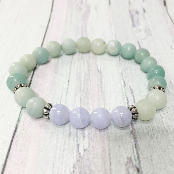 mg0346 trendy grand blue amazonite bracelet natural blue lace agates wrist mala beaded bracelet birthday gift for her, Black
mg0346 trendy grand blue amazonite bracelet natural blue lace agates wrist mala beaded bracelet birthday gift for her, Black