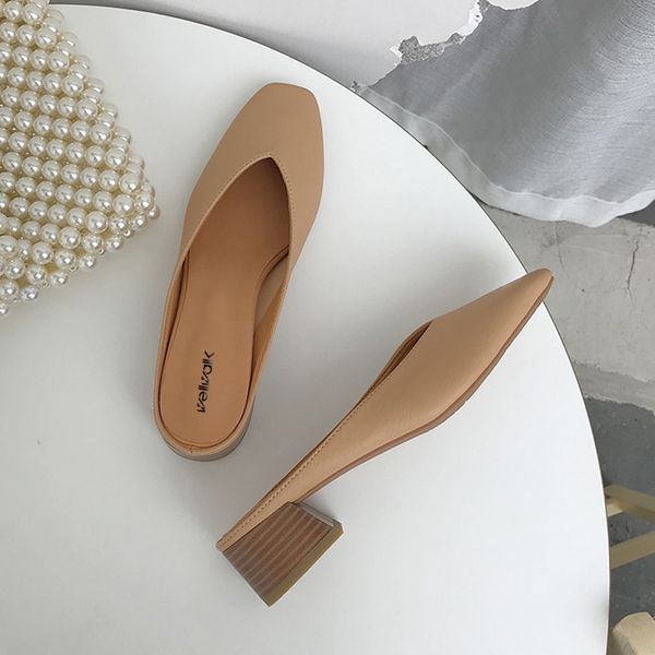 concise shoes women heels pumps leather pu wooden block heel open back shallow loafers ladies summer slippers new lj200903, Black
concise shoes women heels pumps leather pu wooden block heel open back shallow loafers ladies summer slippers new lj200903, Black