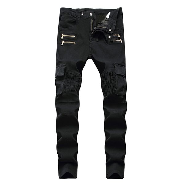 men skinny runway distressed slim stretch jeans hip-hop washed army plus size casual pants green black denim biker jeans, Blue
men skinny runway distressed slim stretch jeans hip-hop washed army plus size casual pants green black denim biker jeans, Blue