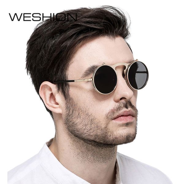 small steampunk goggles men sunglasses women circle glasses round flip up double lens classic sun glasse 2020 brand uv400 oculos, White;black
small steampunk goggles men sunglasses women circle glasses round flip up double lens classic sun glasse 2020 brand uv400 oculos, White;black