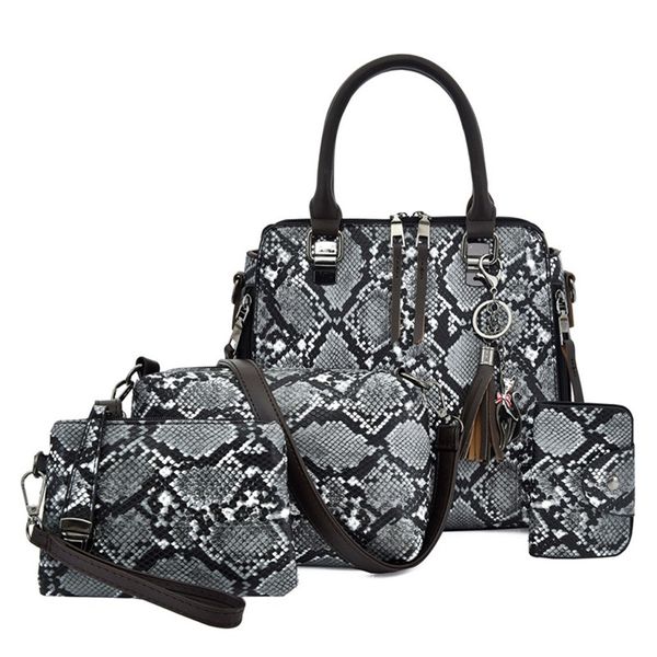 4 pcs/set women handbags and purses snake pattern large capacity vintage ladies pu leather shoulder bags totes clutch bolsa #40
4 pcs/set women handbags and purses snake pattern large capacity vintage ladies pu leather shoulder bags totes clutch bolsa #40