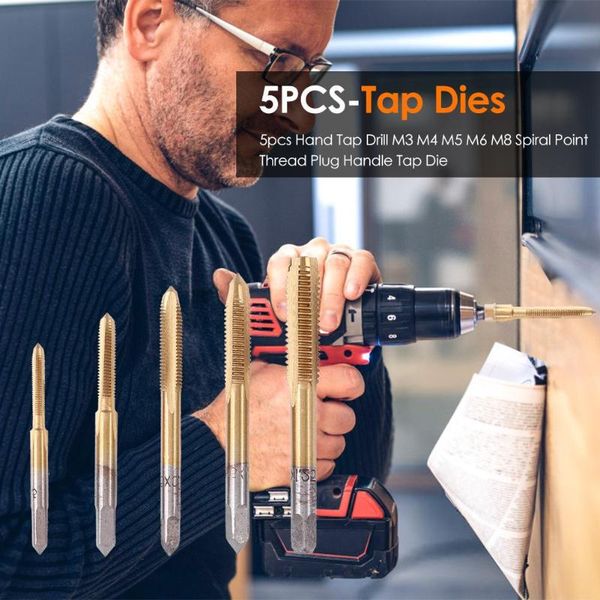 5pcs hand tap drill bits hss screw spiral point thread m3-m8 metric plug tap die titanium surface no burrs higher precision
5pcs hand tap drill bits hss screw spiral point thread m3-m8 metric plug tap die titanium surface no burrs higher precision