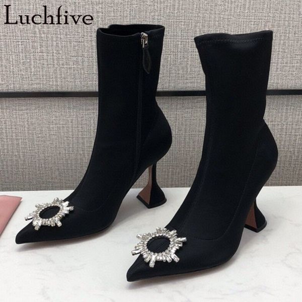 crystal pointy toe women's boots stretch fabric party shoes cup high heels ladies boots elastic black shoes woman
crystal pointy toe women's boots stretch fabric party shoes cup high heels ladies boots elastic black shoes woman