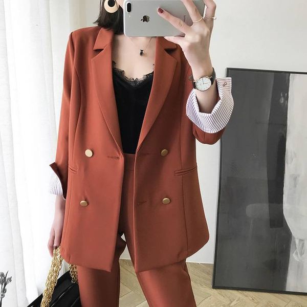 hstar офис леди двойной брестед blazer длинные pant костюм женщины 2 шт набор повседневный куртка рабочая одежда наборы femme костюм, White
hstar офис леди двойной брестед blazer длинные pant костюм женщины 2 шт набор повседневный куртка рабочая одежда наборы femme костюм, White