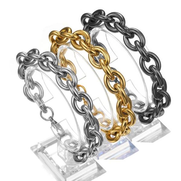 11/13/15mm fashion bracelet new arrived 100% stainless steel oval chain primary color gold black plated bangle jewelry
11/13/15mm fashion bracelet new arrived 100% stainless steel oval chain primary color gold black plated bangle jewelry