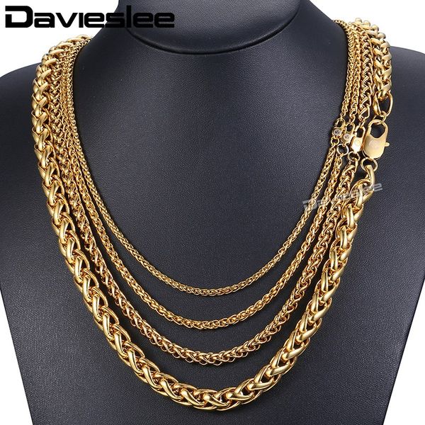 davieslee necklace for men chain braided wheat link stainless steel gold tone 3-9.5mm lknm161, Silver
davieslee necklace for men chain braided wheat link stainless steel gold tone 3-9.5mm lknm161, Silver