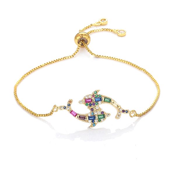 fashion women's rainbow pisces jewelry gold cz colorful zircon bracelet bangle adjustable chain bracelet for women, Golden;silver
fashion women's rainbow pisces jewelry gold cz colorful zircon bracelet bangle adjustable chain bracelet for women, Golden;silver