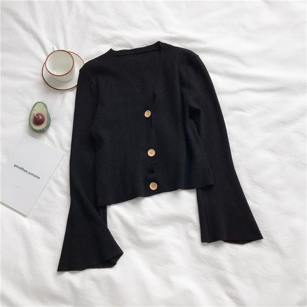 women's knit cardigan sweater fashion chic short knit cardigan new short thin v-neck flare sleeve outer female gd049, White;black
women's knit cardigan sweater fashion chic short knit cardigan new short thin v-neck flare sleeve outer female gd049, White;black