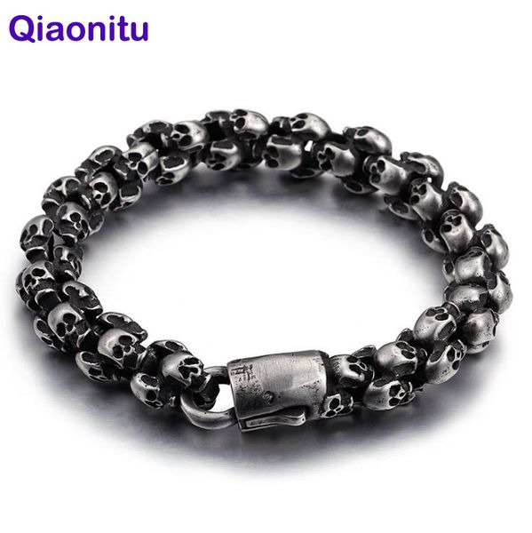 punk retro black biker skull men bracelets hiphop matte stainless steel skull charm chain brecelet male women gothic jewelry
punk retro black biker skull men bracelets hiphop matte stainless steel skull charm chain brecelet male women gothic jewelry