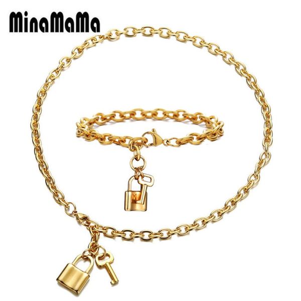 hip hop stainless steel padlock key jewelry sets for woman men padlock key charms bracelet pendant necklace couple jewelry sets, Silver
hip hop stainless steel padlock key jewelry sets for woman men padlock key charms bracelet pendant necklace couple jewelry sets, Silver