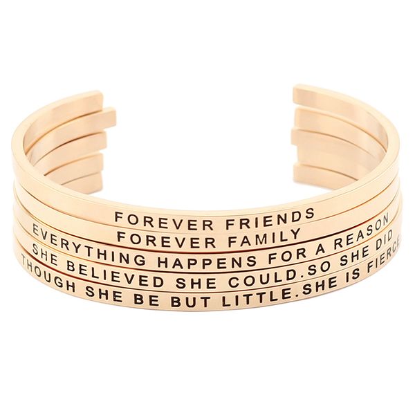 bangle stainless steel open cuff rose gold bracelet engraved words mantra jewelry for women, Black
bangle stainless steel open cuff rose gold bracelet engraved words mantra jewelry for women, Black