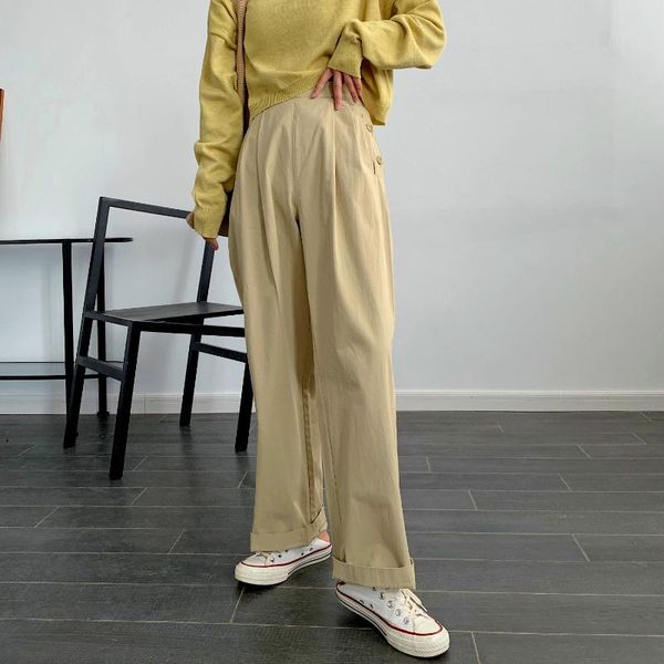 2020 autumn new women's pants casual pants women's high waist loose wide leg, Black;white
2020 autumn new women's pants casual pants women's high waist loose wide leg, Black;white