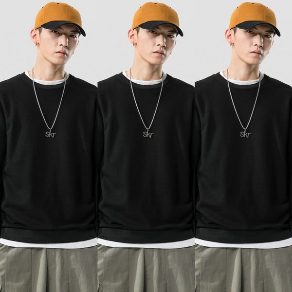 solid color all-match loose men's long-sleeved sweater for inner wear and outer t- t-shirt wear early and autumn basic round neck base, Black
solid color all-match loose men's long-sleeved sweater for inner wear and outer t- t-shirt wear early and autumn basic round neck base, Black