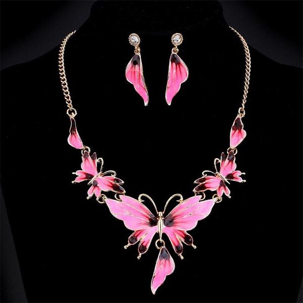 minhin vintage pink butterfly chain necklace delicate wedding earring female fashion jewelry set, Silver
minhin vintage pink butterfly chain necklace delicate wedding earring female fashion jewelry set, Silver