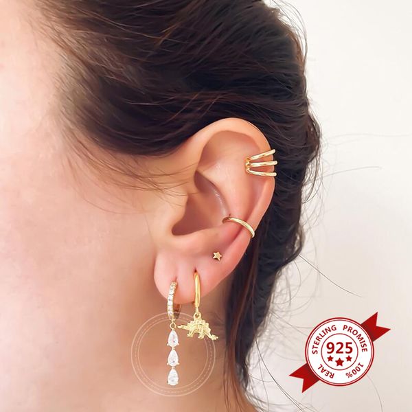 925 sterling silver water drop hanging hoop earrings. white zirconia stone detail.female jewelry for women gift, Golden;silver 
925 sterling silver water drop hanging hoop earrings. white zirconia stone detail.female jewelry for women gift, Golden;silver