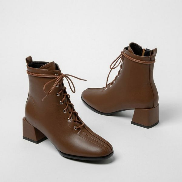brown black white lace-up woman's ankle boots elegant lady party wedding boots women winter spring shoes big size 34-43
brown black white lace-up woman's ankle boots elegant lady party wedding boots women winter spring shoes big size 34-43