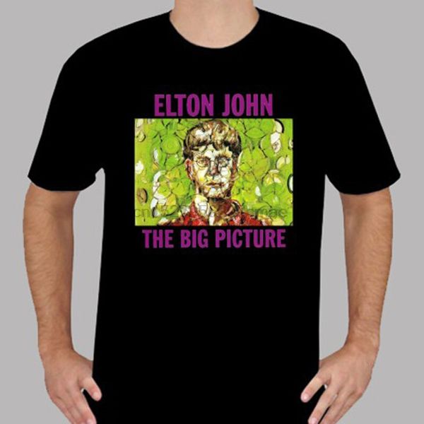 new elton john the big picture music legend men's black t-shirt size s to 3xl