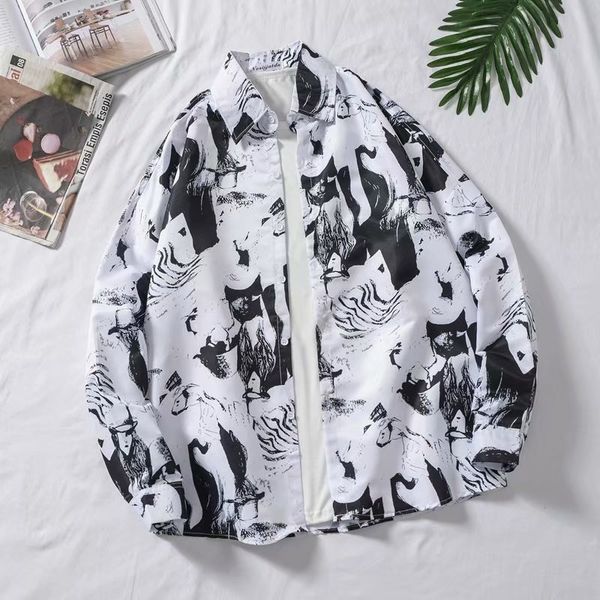 men autumn new long sleeved shirt youth casual loose fashion male printing shirts hip hop, White;black
men autumn new long sleeved shirt youth casual loose fashion male printing shirts hip hop, White;black