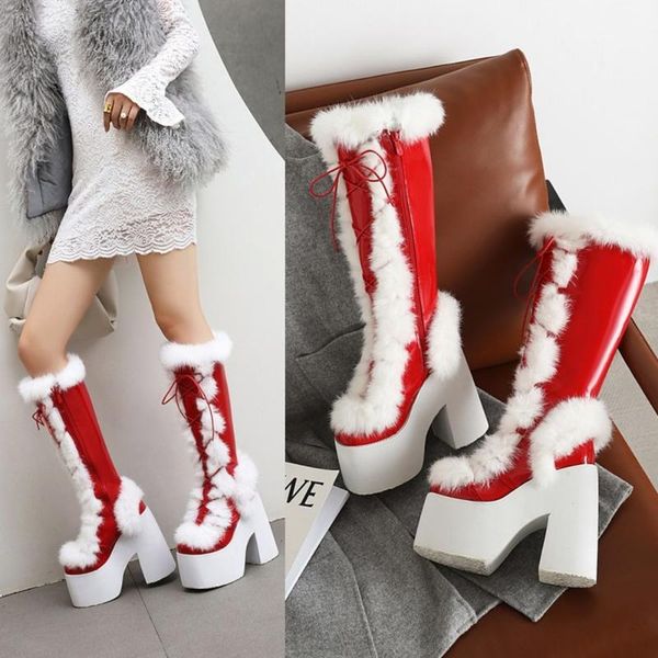 us4-11 womens real fur furry platform knee snow thigh boots block chunky high 15cm heel shoes lolita white plus size, Black
us4-11 womens real fur furry platform knee snow thigh boots block chunky high 15cm heel shoes lolita white plus size, Black