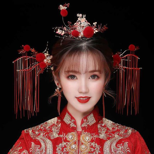 janevini traditional chinese red hiarpins hair pin stick bridal headdress with earrings beaded wedding jewelry hair accessories, Golden;silver
janevini traditional chinese red hiarpins hair pin stick bridal headdress with earrings beaded wedding jewelry hair accessories, Golden;silver