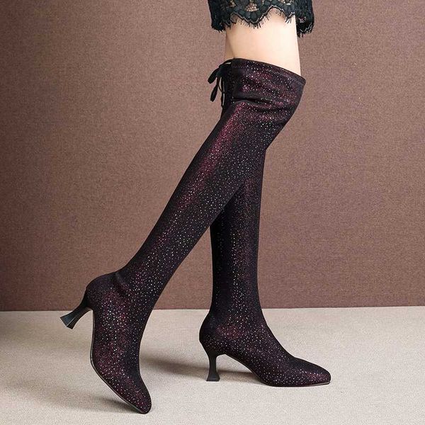 shiny sequins high heels over the knee boots women wine red pointed toe party shoes woman slim fit long botas 2020, Black
shiny sequins high heels over the knee boots women wine red pointed toe party shoes woman slim fit long botas 2020, Black
