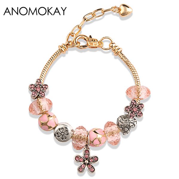 charm bracelets european & american trendy pink flower heart bangles gold lobster bead bracelet women casual anomokay, Golden;silver
charm bracelets european & american trendy pink flower heart bangles gold lobster bead bracelet women casual anomokay, Golden;silver