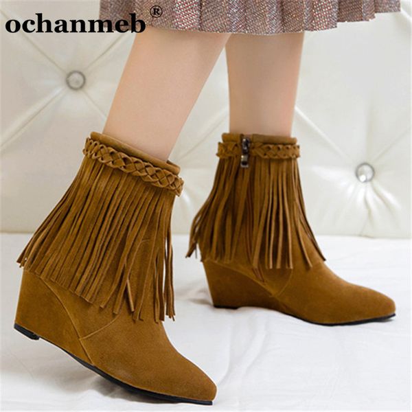 women's large size 14 ankle boots tassel shoes lady female fringe wedge heels short boots faux suede booties shoe woman footwear, Black
women's large size 14 ankle boots tassel shoes lady female fringe wedge heels short boots faux suede booties shoe woman footwear, Black