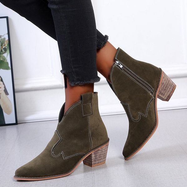 2020 female ladies pointed toe suede retro chunky heel zipper ankle boots women boots women shoes plus size, Black
2020 female ladies pointed toe suede retro chunky heel zipper ankle boots women boots women shoes plus size, Black