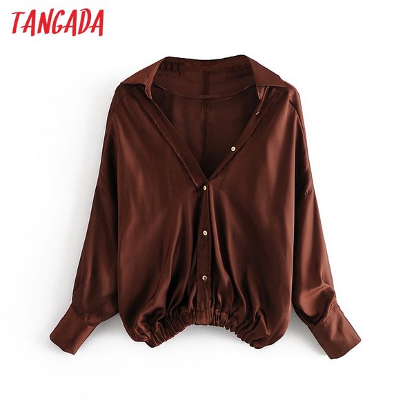 tangada women oversized satin tunic shirt long sleeve chic female casual loose blusas 3h667, White
tangada women oversized satin tunic shirt long sleeve chic female casual loose blusas 3h667, White