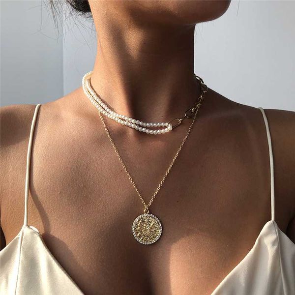 luokey 2020 new design pearl chain choker necklace for women vintage clavicle chain round coin pendant necklace girls jewelry, Silver
luokey 2020 new design pearl chain choker necklace for women vintage clavicle chain round coin pendant necklace girls jewelry, Silver