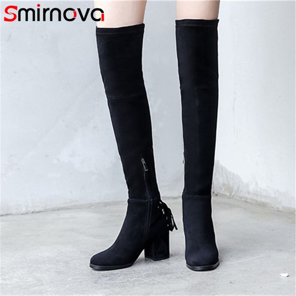 smirnova 2020 fringe thigh woman boots high heel winter pointed toe suede leather boots zip over the knee ladies, Black
smirnova 2020 fringe thigh woman boots high heel winter pointed toe suede leather boots zip over the knee ladies, Black