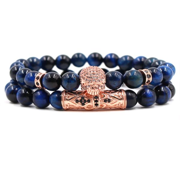 2 set popular bracelet micro inset zircon curved tube skull natural blue tiger eye stone elastic beads bracelet jewelry, Black
2 set popular bracelet micro inset zircon curved tube skull natural blue tiger eye stone elastic beads bracelet jewelry, Black