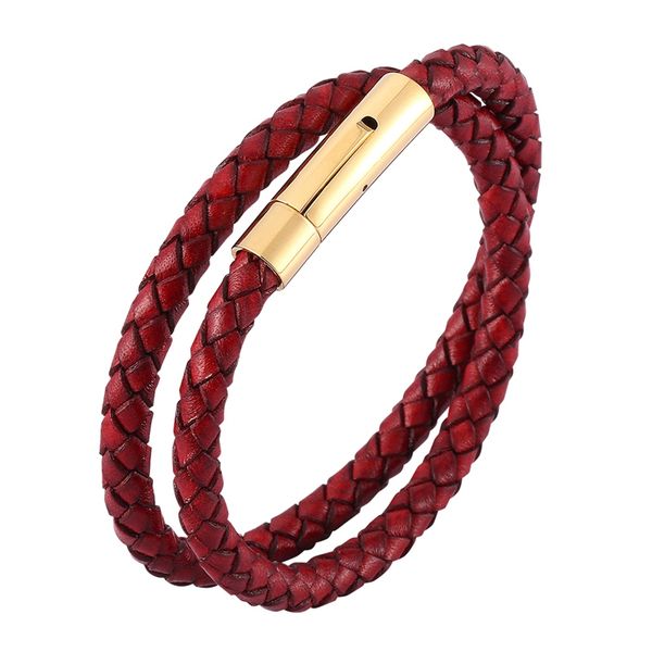 jewelry for men women trendy red genuine leather braided bracelet punk fashion steel buckle charm leather wristband gift c0488, Golden;silver
jewelry for men women trendy red genuine leather braided bracelet punk fashion steel buckle charm leather wristband gift c0488, Golden;silver