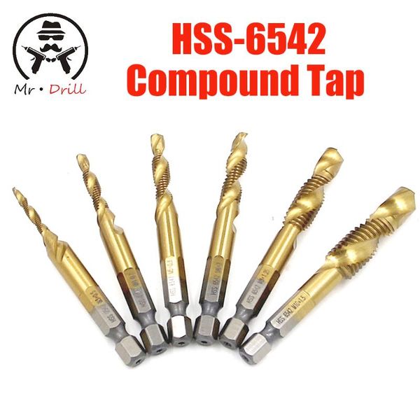 6pc/set tap hex shank hss 6542 screw spiral point thread metric plug drill bits m3 m4 m5 m6 m8 m10 combination 1/4 inch hex
6pc/set tap hex shank hss 6542 screw spiral point thread metric plug drill bits m3 m4 m5 m6 m8 m10 combination 1/4 inch hex