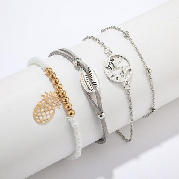 charm bracelets 4pcs bracelet fashion rice beads map shell pineapple pendant alloy jewelry adjust elegant 7.23, Golden;silver
charm bracelets 4pcs bracelet fashion rice beads map shell pineapple pendant alloy jewelry adjust elegant 7.23, Golden;silver