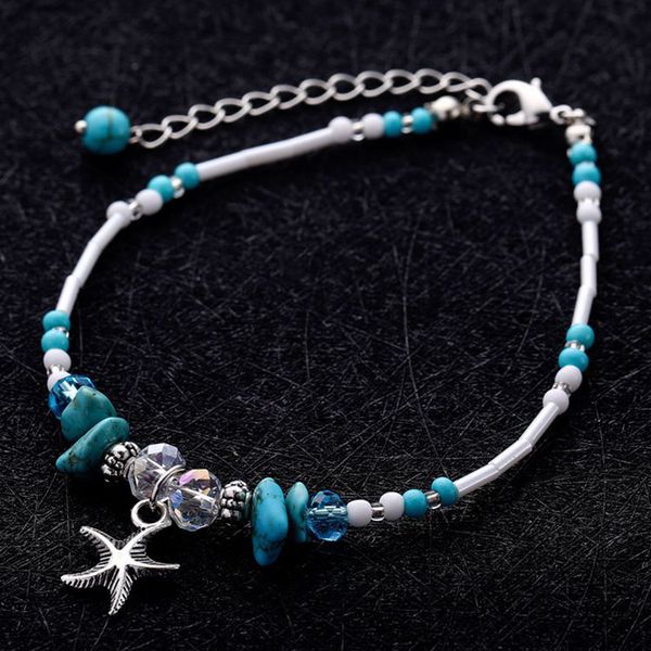 bohemian turquoise beads retro starfish anklet chain bracelet nautical beach, Red;blue
bohemian turquoise beads retro starfish anklet chain bracelet nautical beach, Red;blue