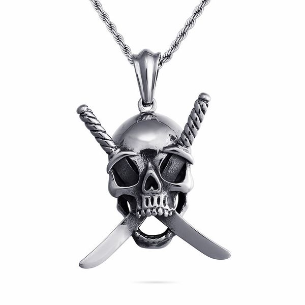 pendant necklaces gothic viking skull with sword necklace for men stainless steel punk charm chain pub jewelry, Silver
pendant necklaces gothic viking skull with sword necklace for men stainless steel punk charm chain pub jewelry, Silver